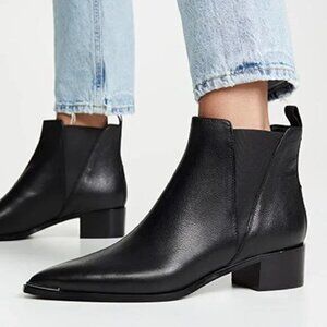 Acne Studios Black Jensen Ankle Booties Boots Flats Stretch Side Panels 39
